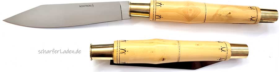 NONTRON Taschenmesser mit Doppelvirole Buchsbaum rostfrei 17,5 cm