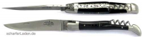 11 cm FORGE DE LAGUIOLE LUXE Taschenmesser Korkenzieher Doppelplatine Horn schwarz poliert 2-teilig