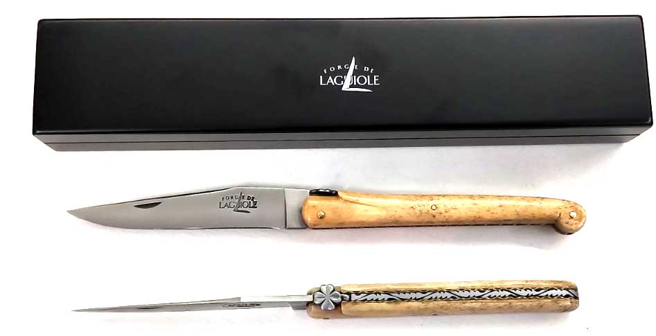 FORGE DE LAGUIOLE Series LUXE Model LUCKY KNIFE Pocket knife Brass plate Plein Manche
