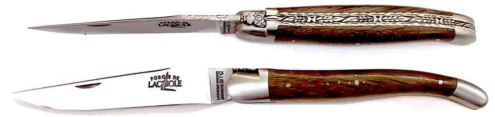 12cm FORGE DE LAGUIOLE LUXE Series Pocket Knife Double Blade Bog Oak Wood