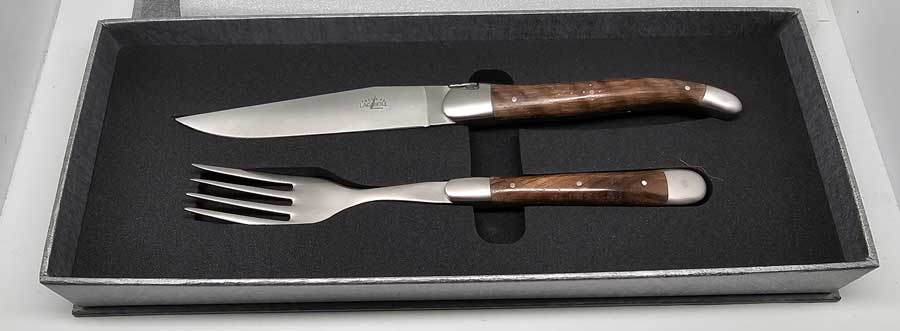 FORGE DE LAGUIOLE Satin walnut steak cutlery set 2-piece