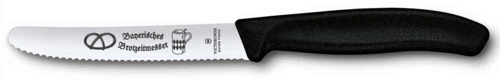 VICTORINOX Serie SWISS CLASSIC Modell BAYERISCHES BROTZEITMESSER Kitchen knife serrated black