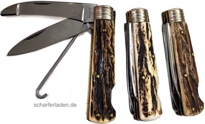HUBERTUS Series 11 pocket knife staghorn stainless steel 3-piece