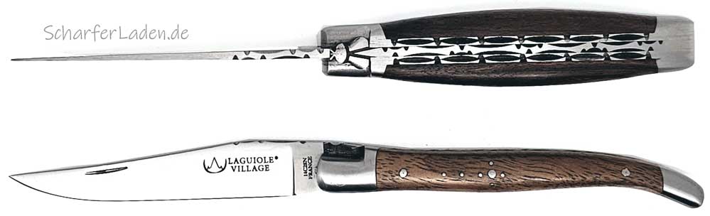 10 cm LAGUIOLE VILLAGE Messer Doppelplatine Nussbaum