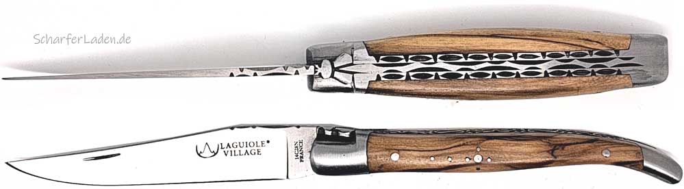 10 cm LAGUIOLE VILLAGE Pocket knife double sinker olive wood