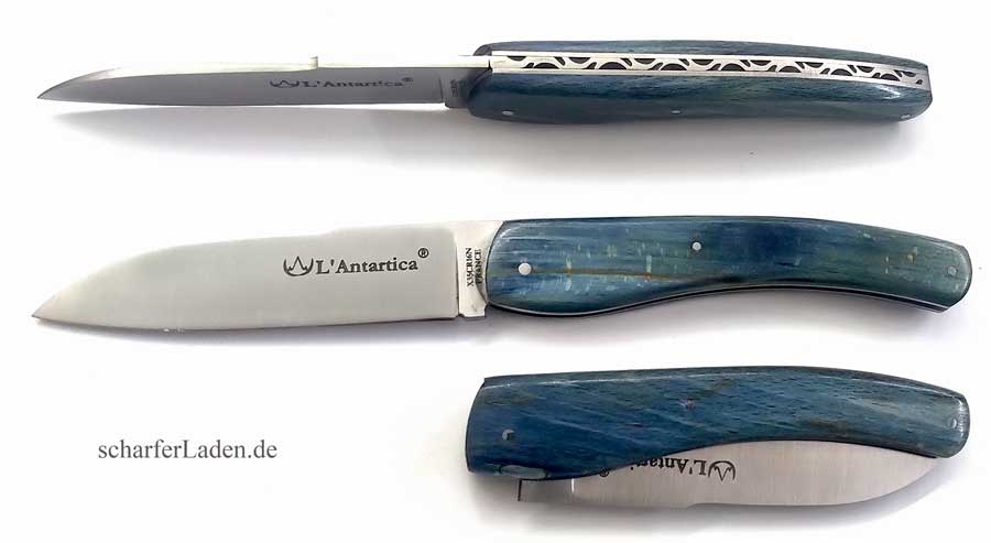 12 cm LAGUIOLE VILLAGE L’ ANTARTICA Taschenmesser verziert Buche blau