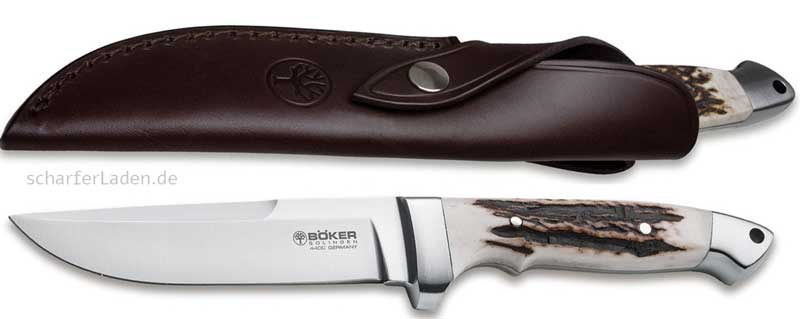 BKER Hunting Knives Full Integral XL 2.0 Deer horn with leather sheath