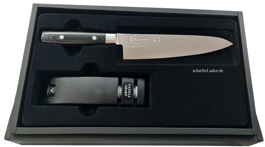 Yaxell Chefs knife set ZEN + knife sharpener.