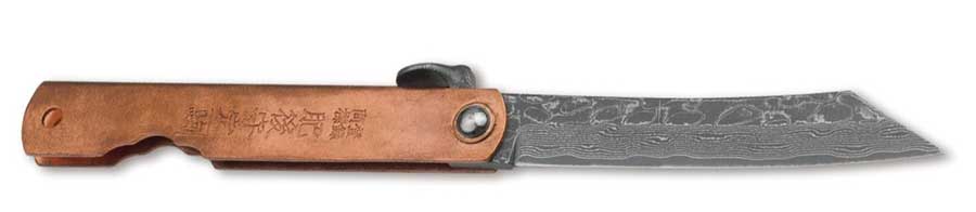 HIGONOKAMI IROGANE DAMASCUS Taschenmesser Kupfer Damaststahl 7,4 cm