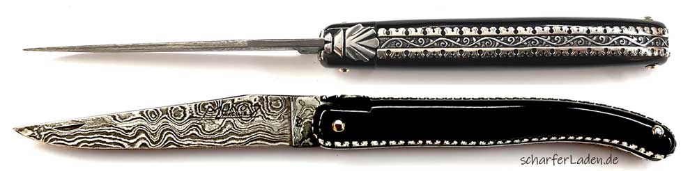 VIRGILIO MUNOZ model ARGENTUM knife black horn  with sterling silver damascus
