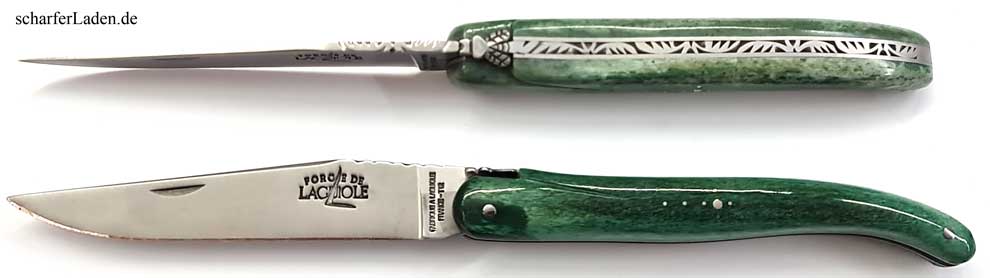 FORGE DE LAGUIOLE Serie LUXE Pocket Knife PLEIN MANCHE camel bone green