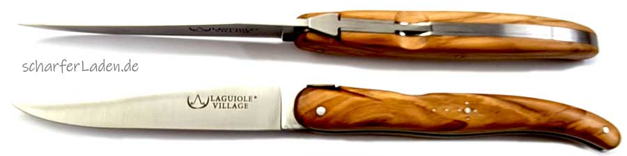 12 cm LAGUIOLE VILLAGE Pompe knife lockable olive wood
