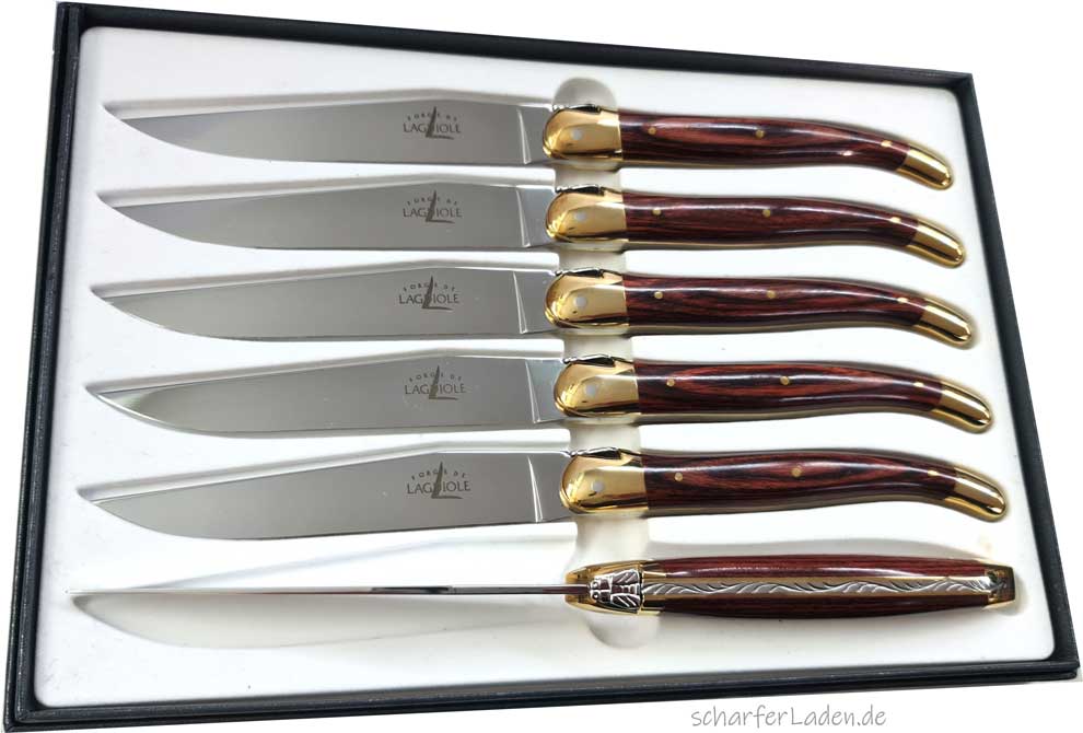 Rosewood Stamina FORGE DE LAGUIOLE steak knives brass   set 6 pieces