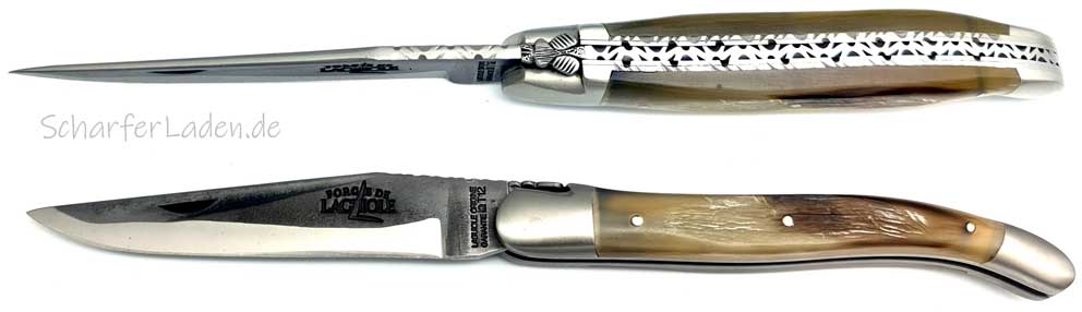 12 cm FORGE DE LAGUIOLE LUXE Pocket Knife Aries Horn Double Plated Brut de Forge Blade