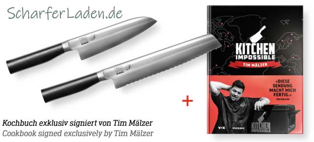 KAI KAMAGATA TIM MLZER Set TMK-SB22 Brotmesser (TMK-0705) + Santoku (TMK-0702) + Kochbuch