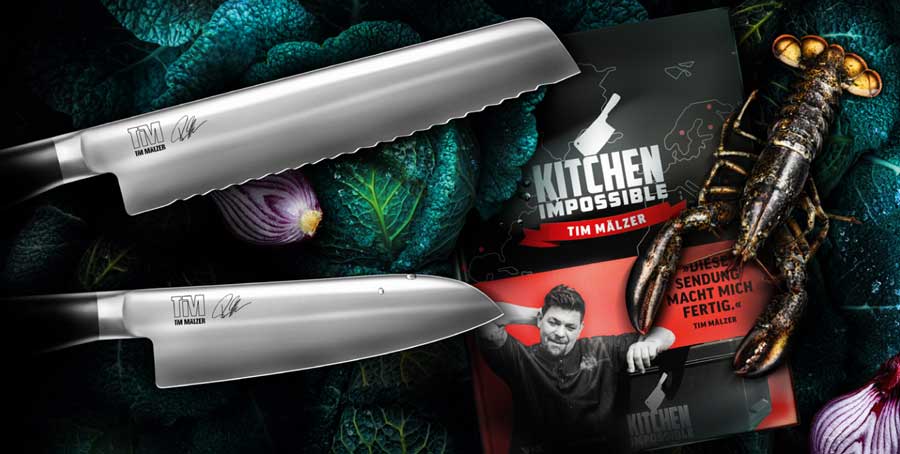 KAI TMK-SB22 Bread knife (TMK-0705) + Santoku (TMK-0702) + Cookbook.