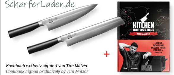 KAI KAMAGATA TIM MLZER Set TMK-CB22 Brotmesser (TMK-0705) + Kochmesser (TMK-0706) + Kochbuch