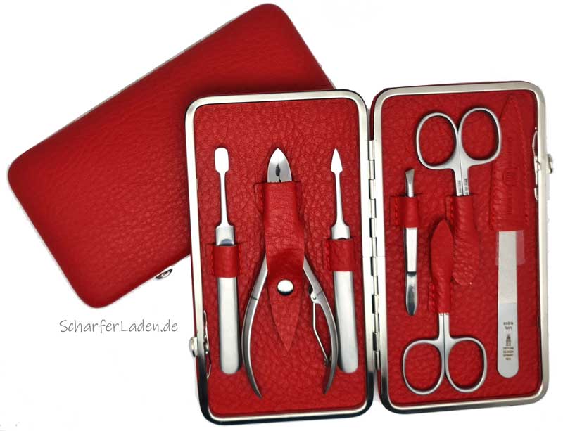  DREITURM ROSSO manicure case leather red set 8 pieces