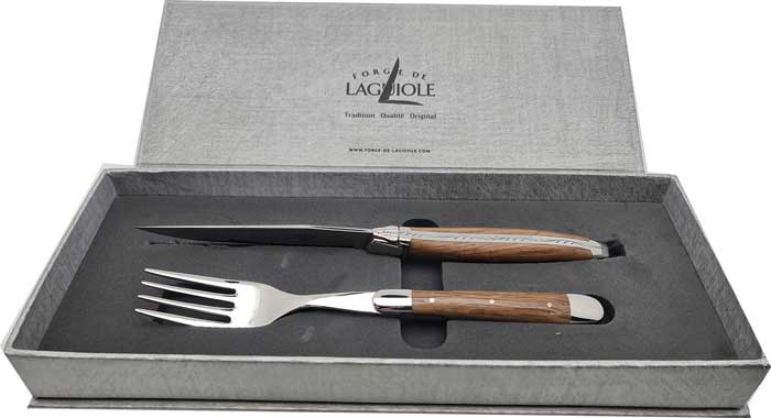 FORGE DE LAGUIOLE Steak cutlery bog oak polished Set 2 pieces