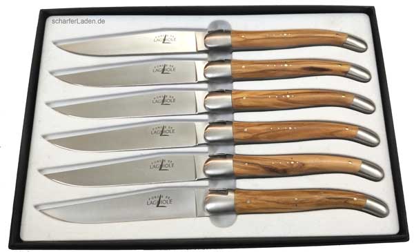 Olivenholz FORGE DE LAGUIOLE Steakmesser satiniert Set 6-teilig