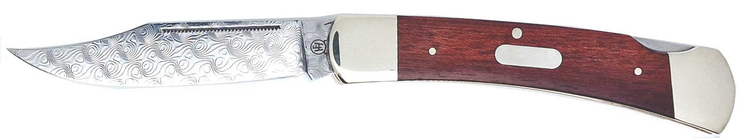 290 HARTKOPF Pocket Knife Redwood Damascus