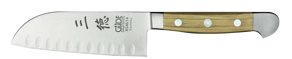 GDE Serie ALPHA OLIVE Santoku knife small fluted edge 14 cm