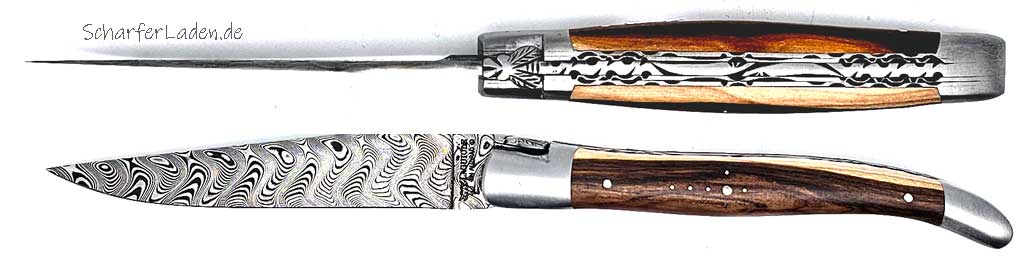 12 cm LAGUIOLE EN AUBRAC Pocket Knife Double Blade Damascus Pistachio Wood