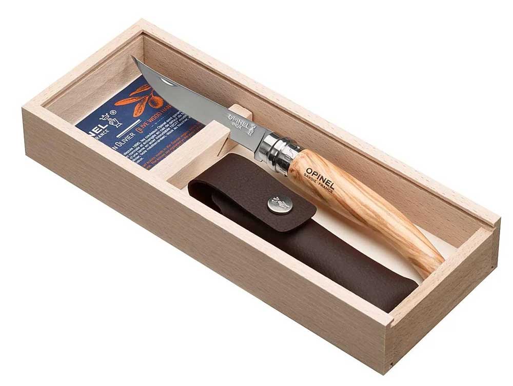 OPINEL Series SLIMLINE Model No. 10 Olive wood case Wooden box stainless