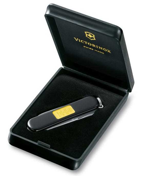 Victorinox CLASSIC Taschenmesser mit Goldbarren Union Bank of Swisse