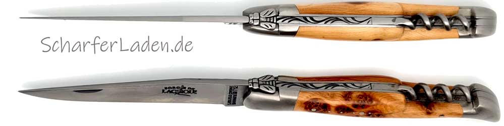 11 cmFORGE DE LAGUIOLE Serie TRADITION pocket knife with corkscrew juniper wood satin finish