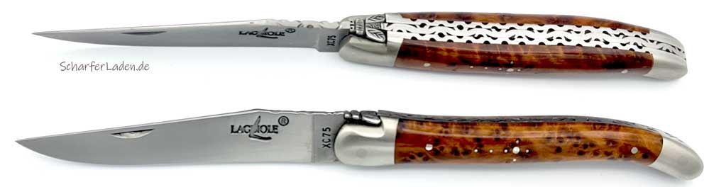 11 cm FORGE DE LAGUIOLE LUXE Series Pocket Knife Double Blade Carbon Steel Thuja Wood Satin Finish