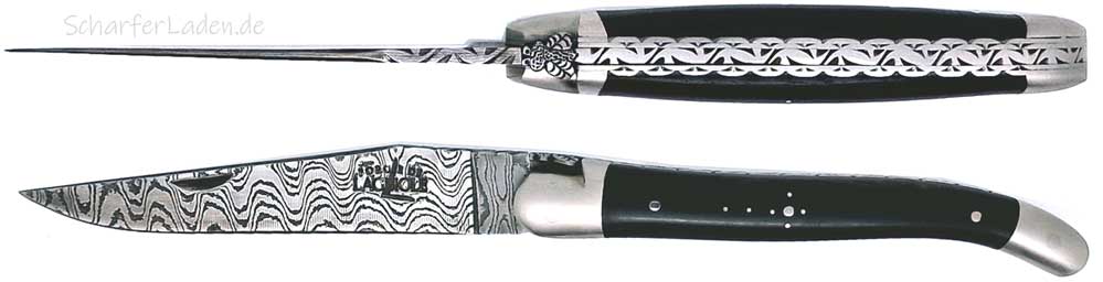 11 cm FORGE DE LAGUIOLE Serie LUXE Pocket Knife Damascus Double Plated Ebony