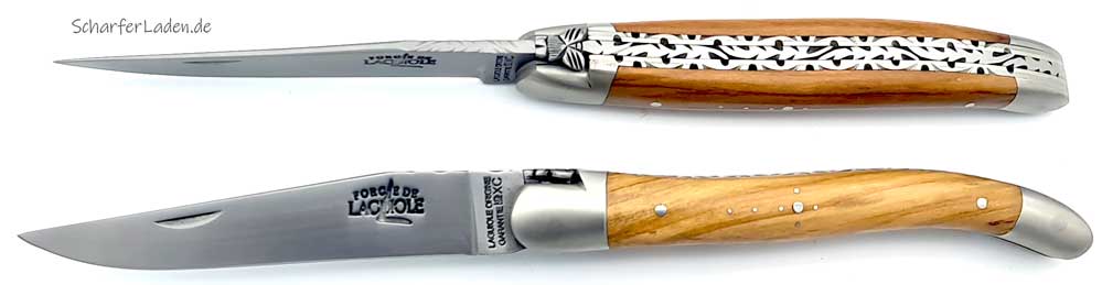 FORGE DE LAGUIOLE Serie LUXE Pocket Knife Double Platinum Olive wood satin finish
