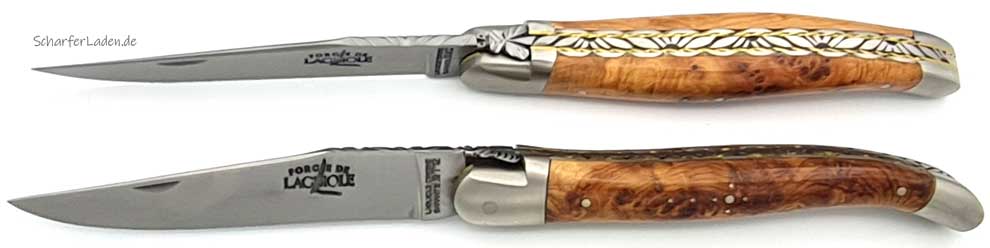 12cm FORGE DE LAGUIOL LUXE pocket knife double blade juniper wood satin finish