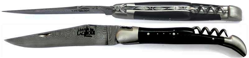 Inox Damast Forge de Laguiole Messer  Ebenholz mit Korkenzieher