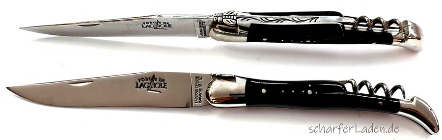 Forge de Laguiole schwarzes Horn Messer  mit Korkenzieher 12 cm