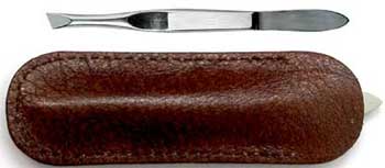 1909 RDTER tweezers slanted stainless leather case 7,9 cm