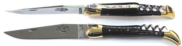 12 cm FORGE DE LAGUIOLE TRADITION Taschenmesser Korkenzieher Messingbacken Verbundfaser schwarz 2-teilig