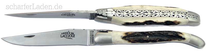 FORGE DE LAGUIOLE Serie LUXE pocket knife double plated stag horn satin finish