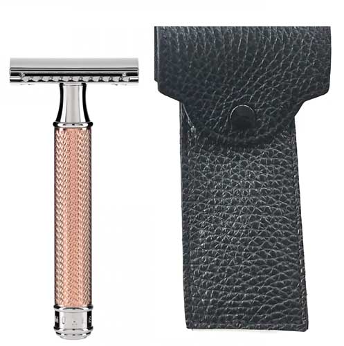 89 ROSEGOLD TRADITIONAL Razor Pouch MHLE  safety Razor Grip Material Metall red gold