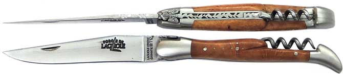 11 cm FORGE DE LAGUIOLE Serie LUXE Pocket knife with corkscrew briar satin finish