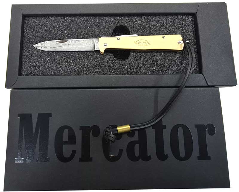 Mercator Messer Messing Damast   Sammlermesser Otter Messer  Germany
