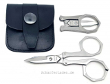 DOVO folding scissors, foldable, stainless polished with case 2 pieces 