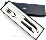 FORGE DE LAGUIOLE Steak cutlery Horn black Set 2-piece
