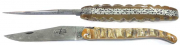 12 cm FORGE DE LAGUIOLE Serie LUXE Pocket knife Plein Manche Damascus ram horn