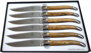 Olivenholz poliert brillant 6 Steakmesser FORGE DE LAGUIOLE