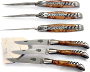 11 cm FORGE DE LAGUIOLE Serie LUXE pocket knife corkscrew double plated juniper wood satin finish 2-piece
