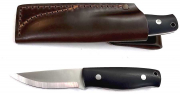 ENZO  Modell ELVER 85  Messer G10 schwarz  Lederscheide