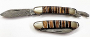 ROBERT KLAAS Pocket Knife Canoe Damascus Mammoth Jaw 2-pcs. 