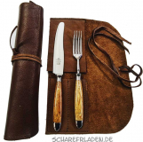 EICHENLAUB Table cutlery Honduras  brass leather case set 3 pieces